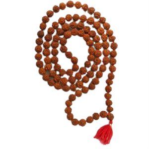 Small Cherry Wood Rudraksha Mala 108 Beads Meditation Necklace